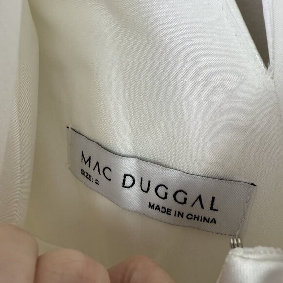 Mac Duggal Dress Womens 2 White One Shoulder Gown Asymmetric Satin Formal 49006 - Picture 10 of 10